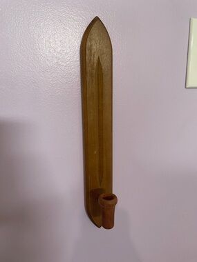 Wooden Wall Sconce Candle Holder in Brown homco vintage